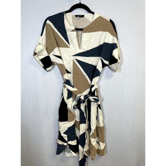 LAFAYETTE 148 NEW YORK Jubilee Bold Triangles Knit Dress White Size S $648 - Picture 2 of 12